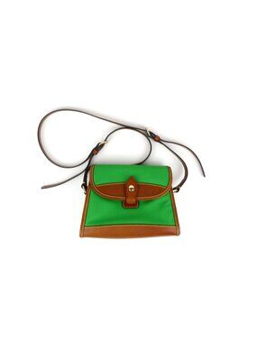 Dooney & Bourke Green Nylon Brown Leather Shoulder Bag